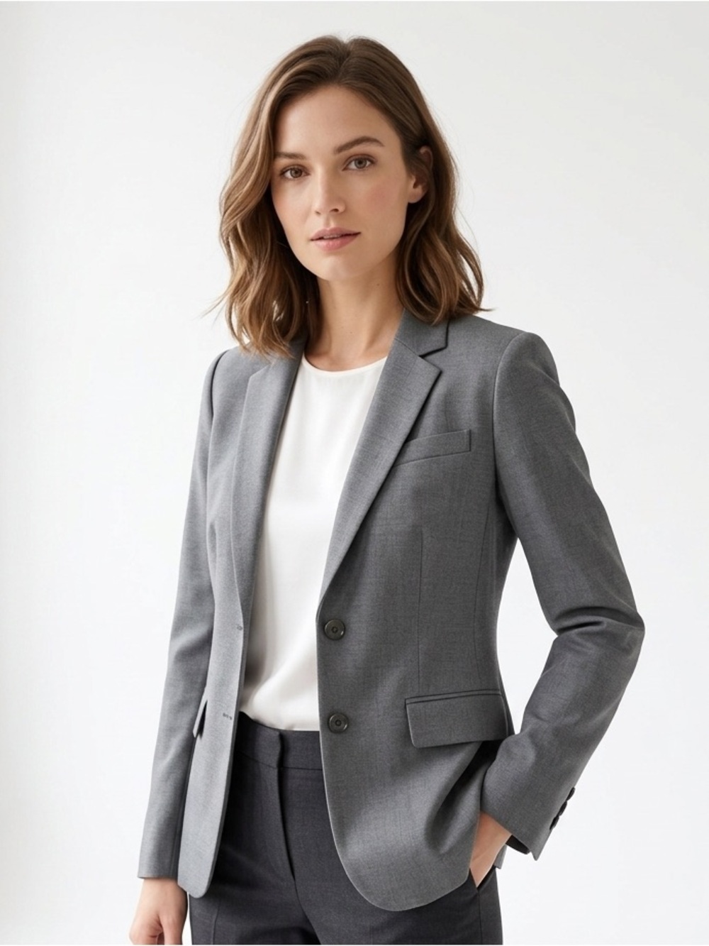 J.Crew 1035 Tailored Blazer in Super 120s Wool - Gray - Size 4